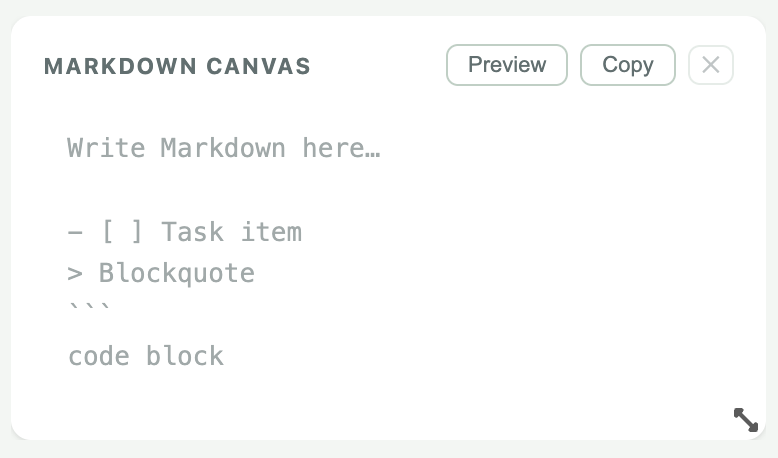 Markdown Canvas widget