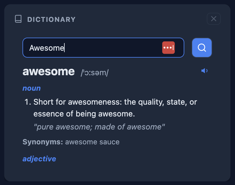 Dictionary widget