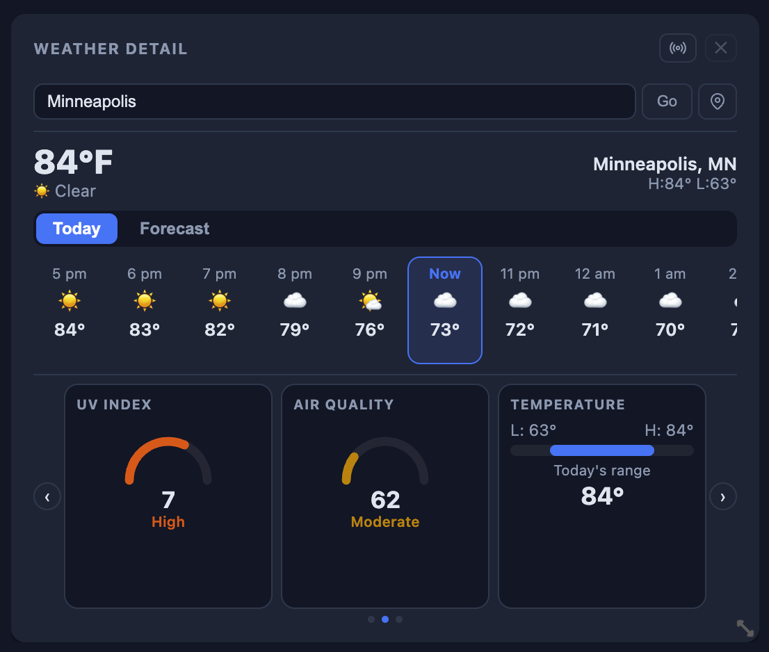 Weather Detail widget