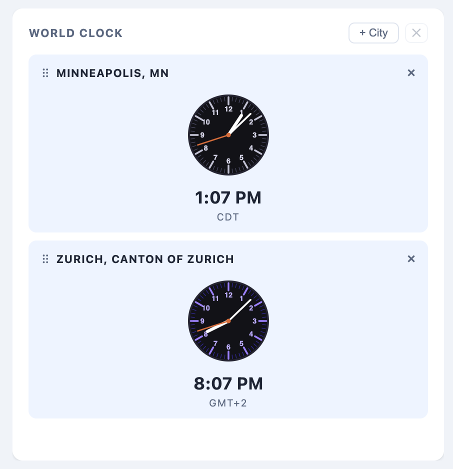 World Clock widget
